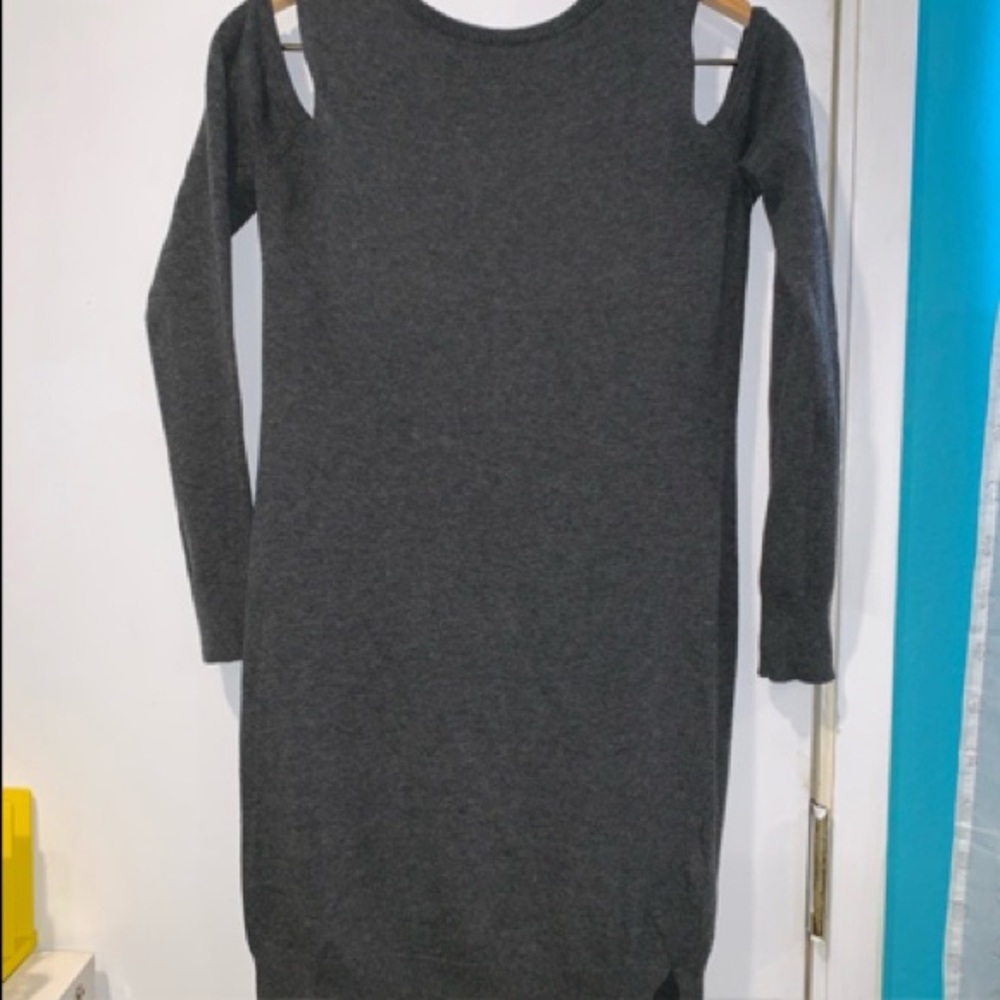 Ruby Moon Cold Shoulder Forest Green Sweater Dress - image 1